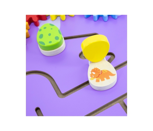 VIGA Drewniana Tablica Sensoryczna-Manipulacyjna EDU Triceratops