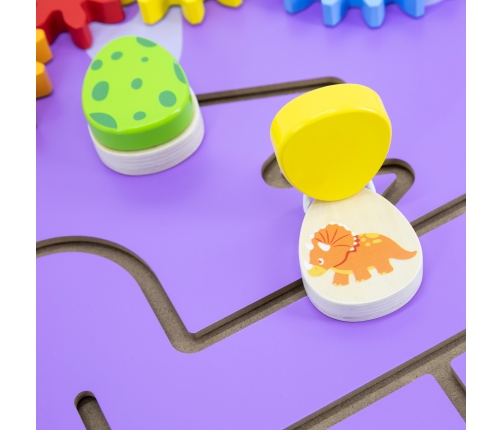 VIGA Drewniana Tablica Sensoryczna-Manipulacyjna EDU Triceratops