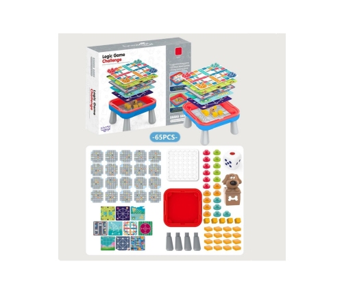 WOOPIE Stolik Gier Planszowych Logicznych 65 el. Zestaw 10w1