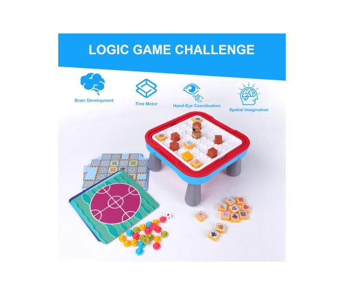 WOOPIE Stolik Gier Planszowych Logicznych 65 el. Zestaw 10w1