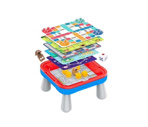 WOOPIE Stolik Gier Planszowych Logicznych 65 el. Zestaw 10w1