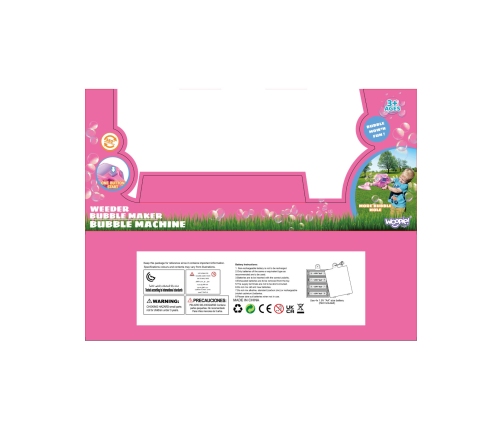 WOOPIE Kosiarka Ręczna Maszyna do Robienia Baniek Mydlanych Różowa