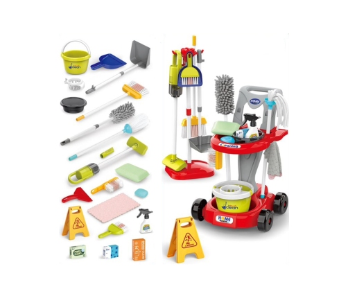 WOOPIE Zestaw do Sprzątania XXL Wózek 3w1 29 el. Czerwony