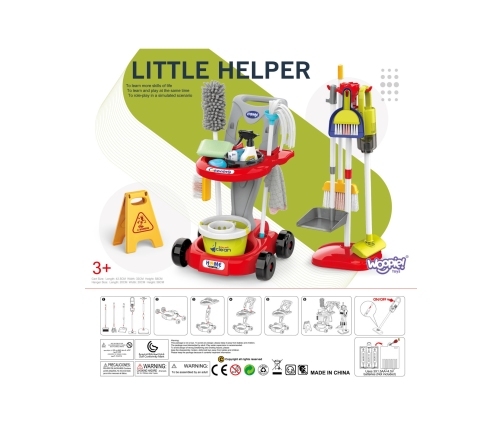 WOOPIE Zestaw do Sprzątania XXL Wózek 3w1 29 el. Czerwony