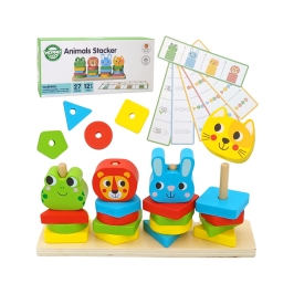 WOOPIE GREEN Układanka Montessori Piramidka Zwierzątka 27 el. FSC