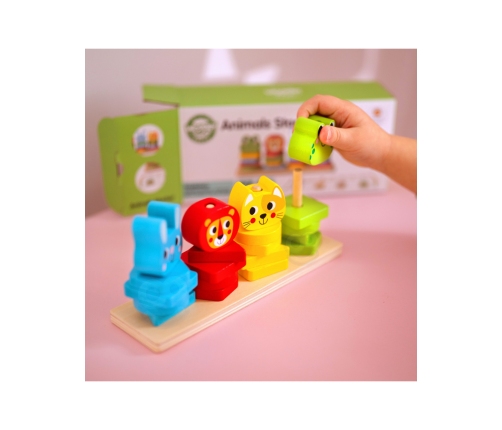 WOOPIE GREEN Układanka Montessori Piramidka Zwierzątka 27 el. FSC