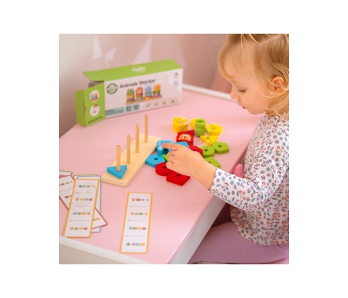 WOOPIE GREEN Układanka Montessori Piramidka Zwierzątka 27 el. FSC