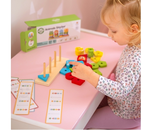 WOOPIE GREEN Układanka Montessori Piramidka Zwierzątka 27 el. FSC