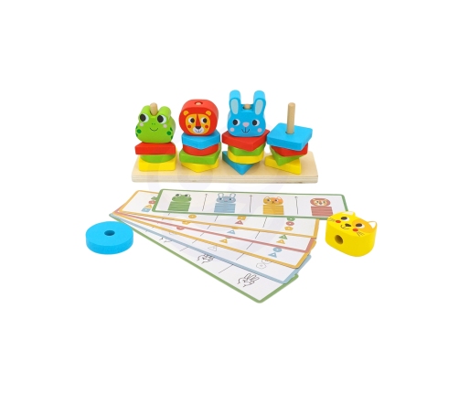 WOOPIE GREEN Układanka Montessori Piramidka Zwierzątka 27 el. FSC