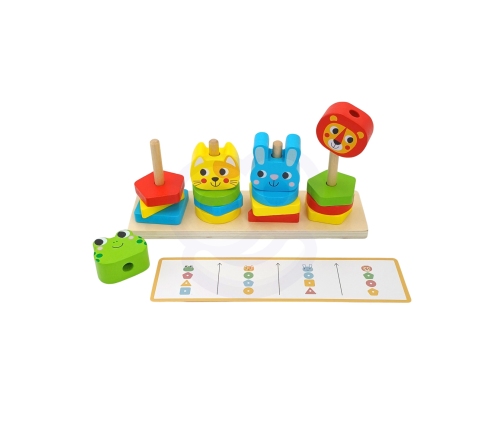 WOOPIE GREEN Układanka Montessori Piramidka Zwierzątka 27 el. FSC