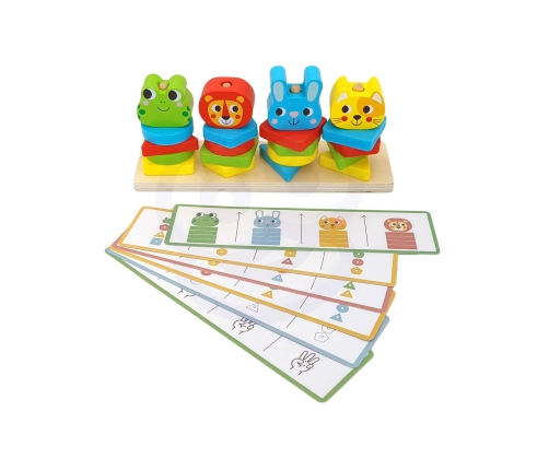 WOOPIE GREEN Układanka Montessori Piramidka Zwierzątka 27 el. FSC