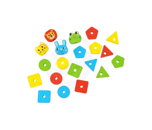 WOOPIE GREEN Układanka Montessori Piramidka Zwierzątka 27 el. FSC