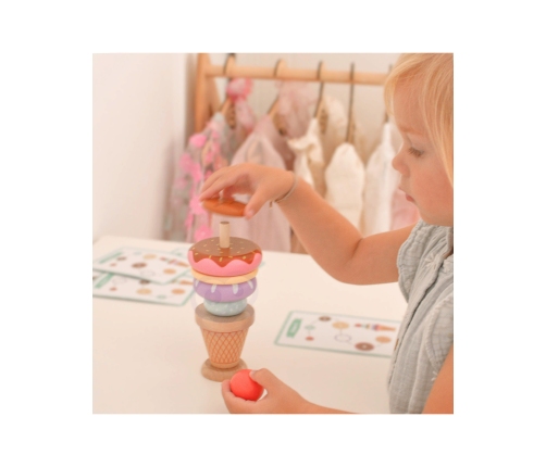 WOOPIE GREEN Drewniane Lody Układanka Montessori Cukiernia 12 el. FSC