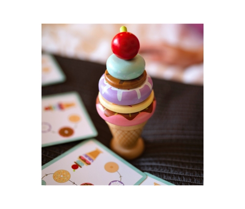 WOOPIE GREEN Drewniane Lody Układanka Montessori Cukiernia 12 el. FSC