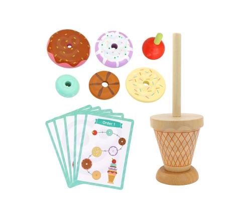 WOOPIE GREEN Drewniane Lody Układanka Montessori Cukiernia 12 el. FSC