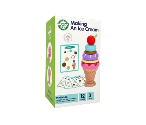 WOOPIE GREEN Drewniane Lody Układanka Montessori Cukiernia 12 el. FSC