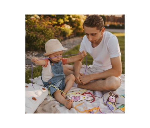 WOOPIE GREEN Drewniana Sznurowanka 5w1 Zwierzątka do Nawlekania