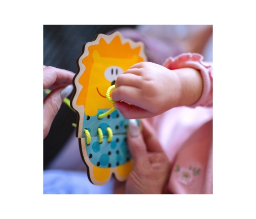 WOOPIE GREEN Drewniana Sznurowanka 5w1 Zwierzątka do Nawlekania