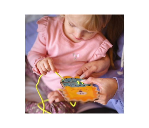 WOOPIE GREEN Drewniana Sznurowanka 5w1 Zwierzątka do Nawlekania