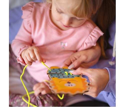 WOOPIE GREEN Drewniana Sznurowanka 5w1 Zwierzątka do Nawlekania