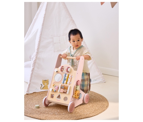 VIGA PolarB Drewniany Pchacz Chodzik Różowy Edukacyjny