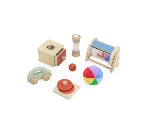 VIGA Zestaw Zabawek Edukacyjnych Pudełko Box od 6 miesiąca do 12 miesiąca