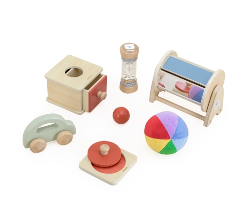 VIGA Zestaw Zabawek Edukacyjnych Pudełko Box od 6 miesiąca do 12 miesiąca