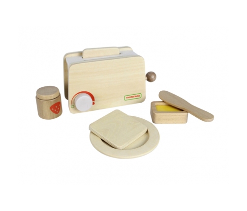 MASTERKIDZ Drewniany Toster + Masło Kromka Nóż Talerz Dżem