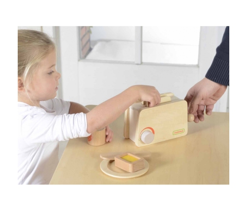 MASTERKIDZ Drewniany Toster + Masło Kromka Nóż Talerz Dżem