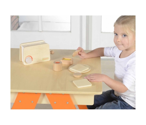 MASTERKIDZ Drewniany Toster + Masło Kromka Nóż Talerz Dżem