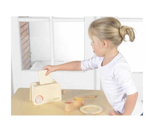 MASTERKIDZ Drewniany Toster + Masło Kromka Nóż Talerz Dżem