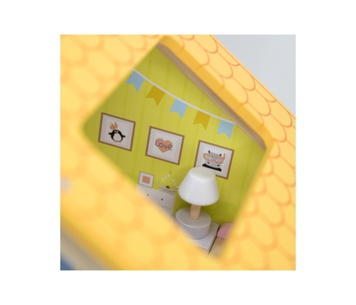 VIGA Zestaw Drewniany Domek dla Lalek z Laleczkami i Akcesoriami