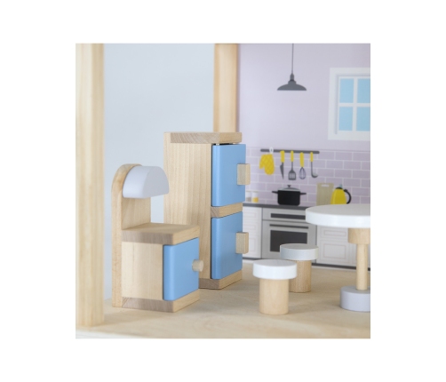 VIGA Zestaw Drewniany Domek dla Lalek z Laleczkami i Akcesoriami