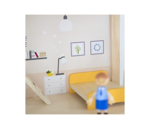 VIGA Zestaw Drewniany Domek dla Lalek z Laleczkami i Akcesoriami