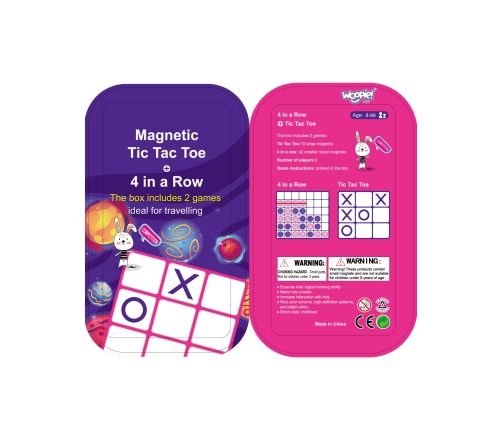 WOOPIE Magnetyczna Gra 2w1 Kółko I Krzyżyk + Gra 4 w Lini MINI