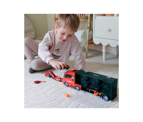 WOOPIE Zestaw Ciężarówka Transporter 3w1 Czerwony 11 el.