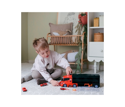 WOOPIE Zestaw Ciężarówka Transporter 3w1 Czerwony 11 el.