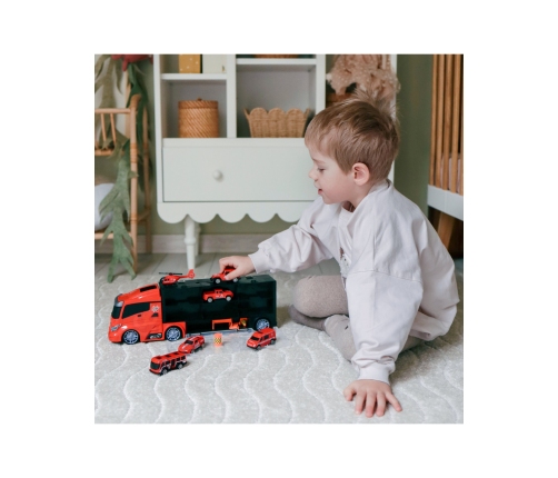 WOOPIE Zestaw Ciężarówka Transporter 3w1 Czerwony 11 el.