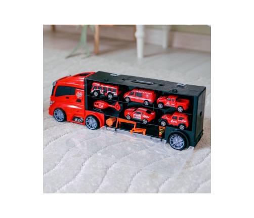 WOOPIE Zestaw Ciężarówka Transporter 3w1 Czerwony 11 el.
