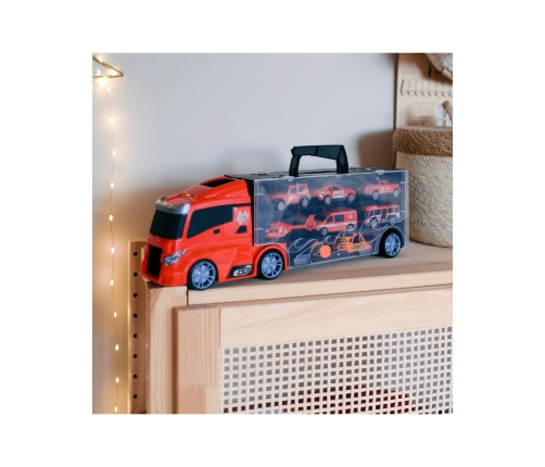 WOOPIE Zestaw Ciężarówka Transporter 3w1 Czerwony 11 el.