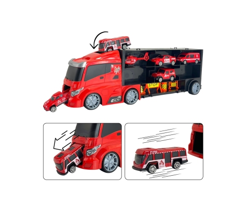 WOOPIE Zestaw Ciężarówka Transporter 3w1 Czerwony 11 el.