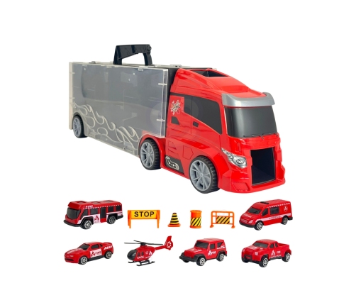 WOOPIE Zestaw Ciężarówka Transporter 3w1 Czerwony 11 el.