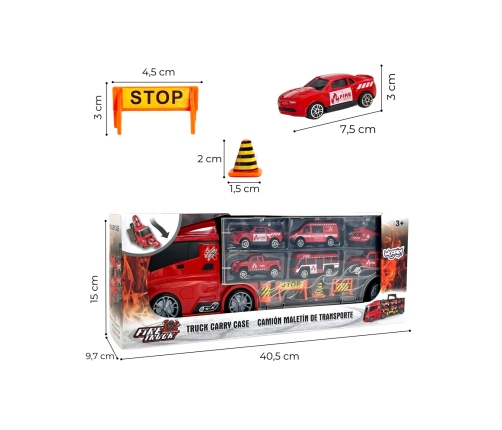 WOOPIE Zestaw Ciężarówka Transporter 3w1 Czerwony 11 el.