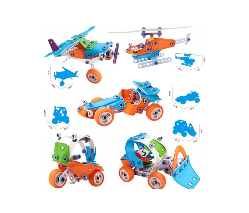 WOOPIE Zestaw Pojazdów Klocki Konstrukcyjne 5w1 STEM