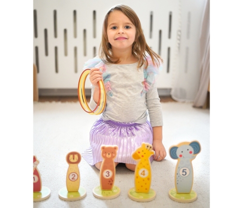 TOOKY TOY Rzut do Celu Drewniana Gra Zręcznościowa Obręcze 15 el.