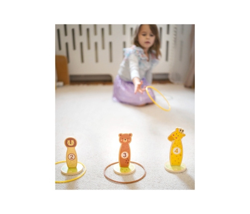 TOOKY TOY Rzut do Celu Drewniana Gra Zręcznościowa Obręcze 15 el.