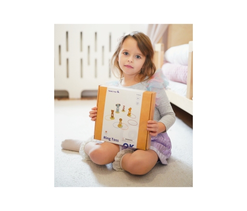 TOOKY TOY Rzut do Celu Drewniana Gra Zręcznościowa Obręcze 15 el.