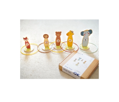 TOOKY TOY Rzut do Celu Drewniana Gra Zręcznościowa Obręcze 15 el.