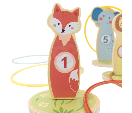 TOOKY TOY Rzut do Celu Drewniana Gra Zręcznościowa Obręcze 15 el.