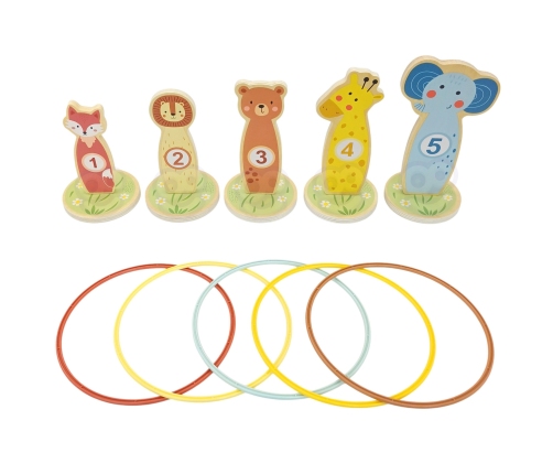 TOOKY TOY Rzut do Celu Drewniana Gra Zręcznościowa Obręcze 15 el.